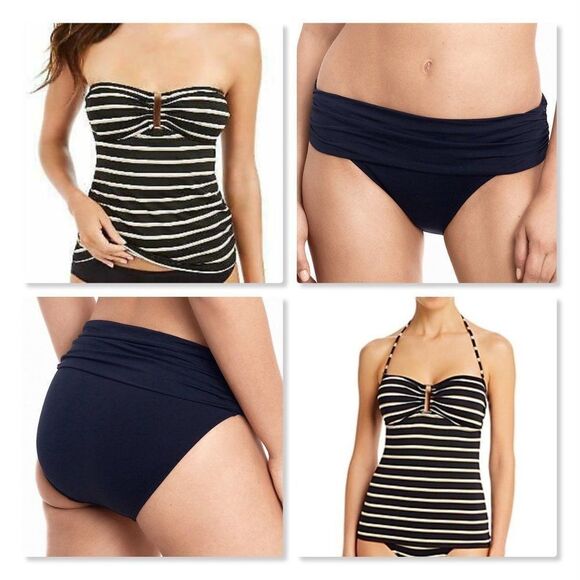 Ralph Lauren Dylan Lurex Stripe Ring Front Bandini - Picture 1 of 16